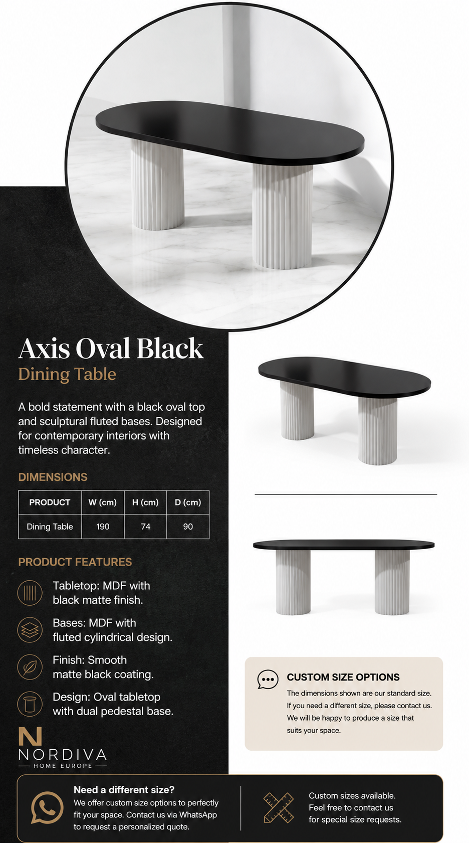 Axis Oval Black Dining Table