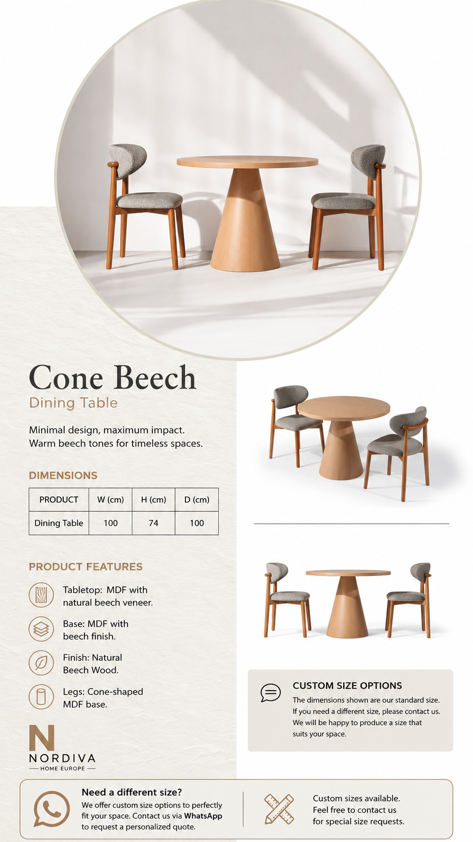Cone Beech Dining Table