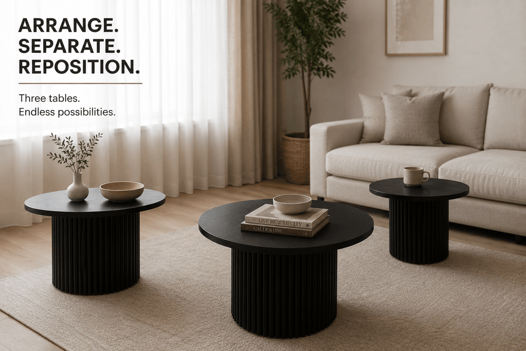 Metro Coffee Table Set – Black | 3 Piece | Nordiva Home