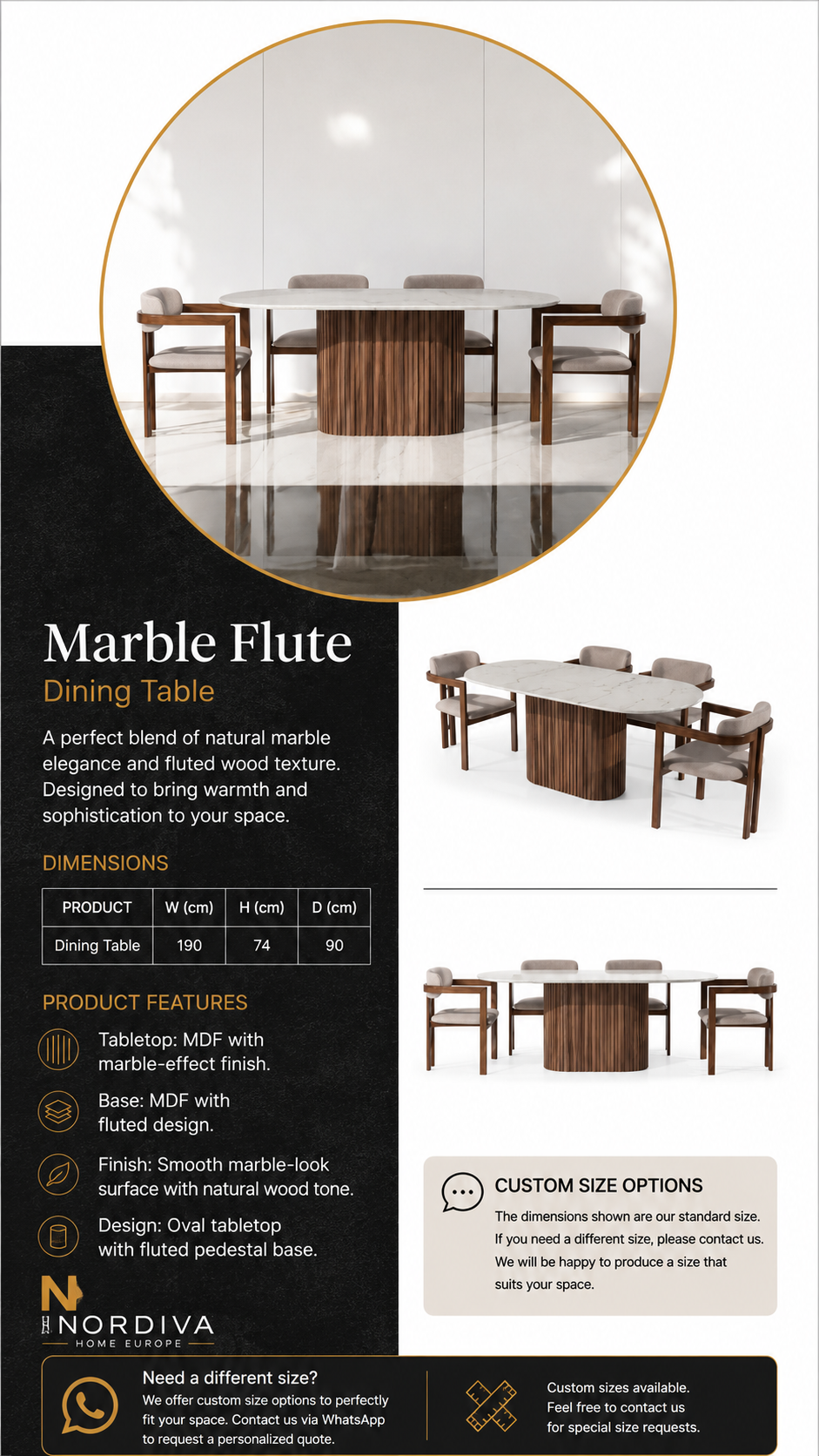 Marble Flute Dining Table