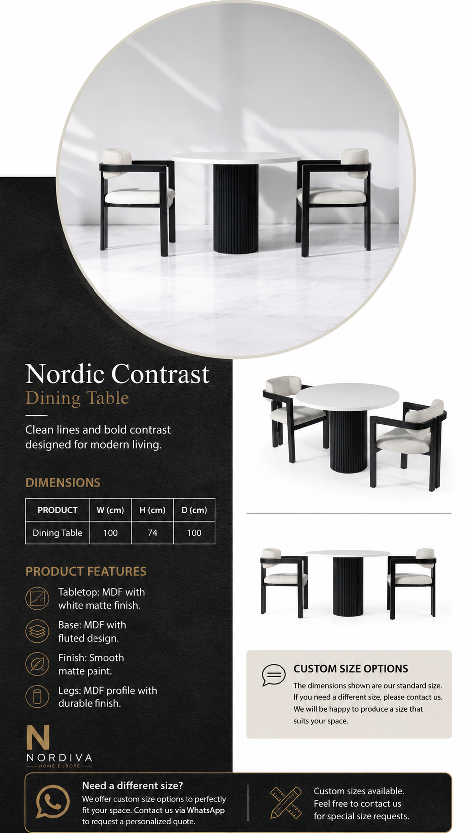 Nordic Contrast Dining Table