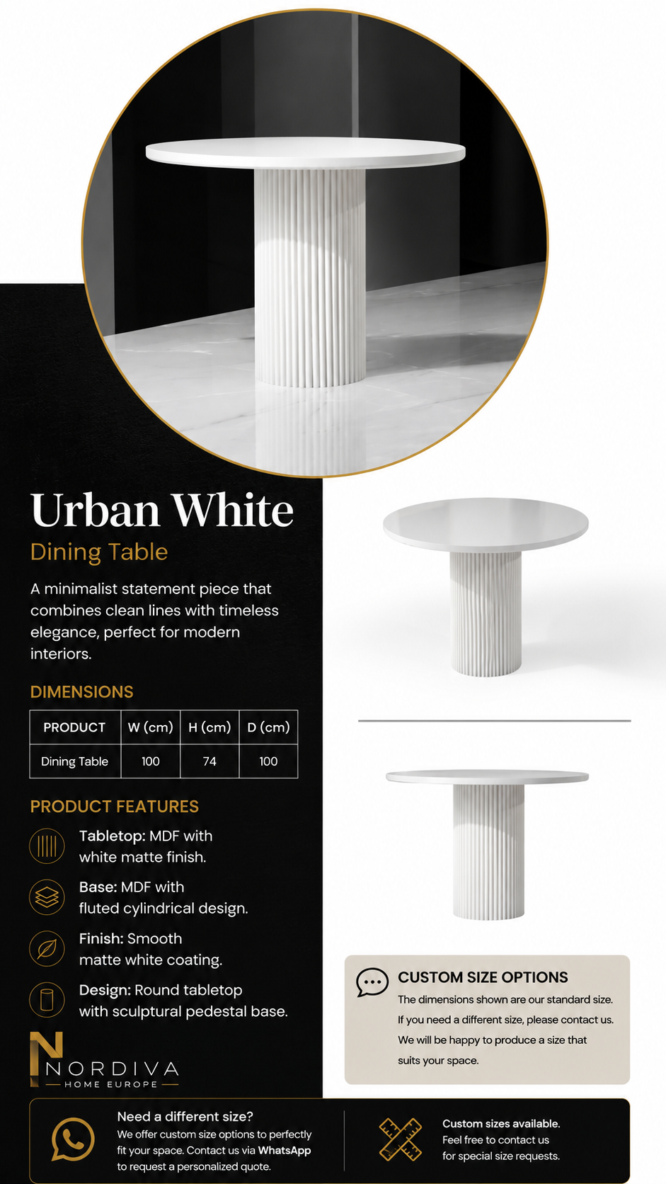 Urban White Dining Table