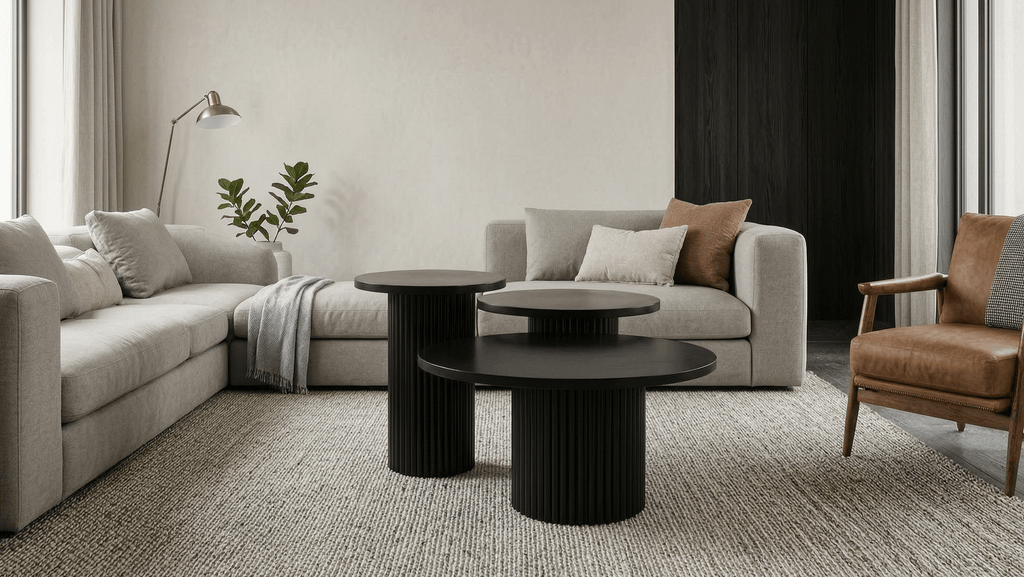 Mono Coffee Table Set – Black | 3 Piece | Nordiva Home
